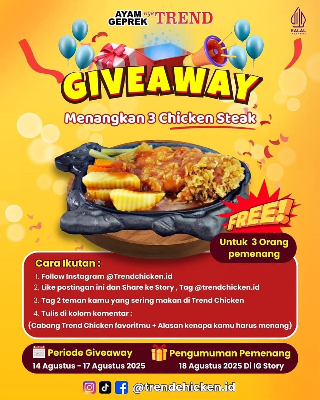 GIVEAWAY ALERT "Menangkan 3 Chicken Steak"